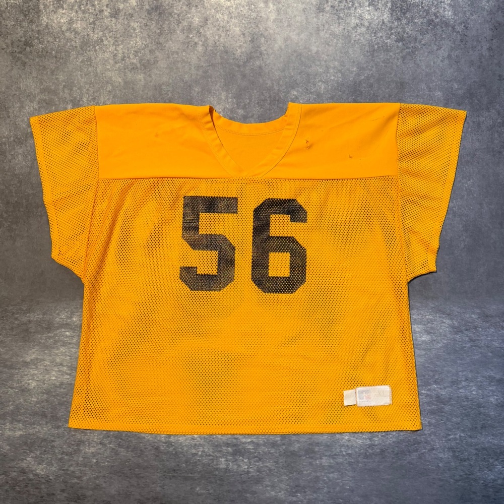 VTG Russell Athletic Mens XL Yellow Mesh Crop Football Jersey Made‎ USA